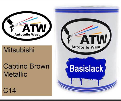 Mitsubishi, Captino Brown Metallic, C14: 1L Lackdose, von ATW Autoteile West.